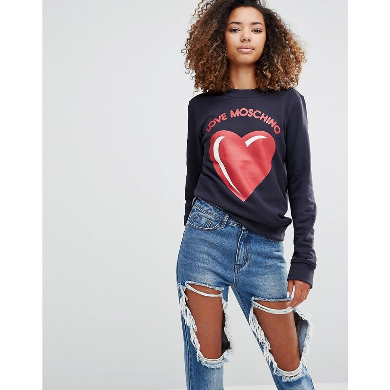 Love Moschino - Sweatshirt mit Herz - Marineblau