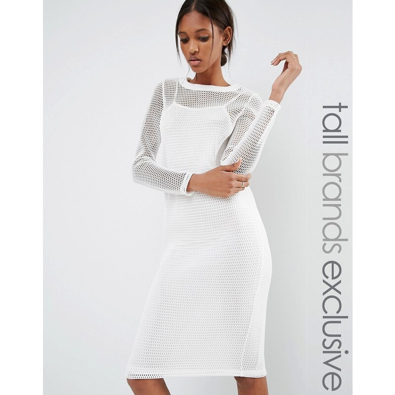 Noisy May Tall - Kicks Back - Figurbetontes, langärmliges Kleid aus Netzstoff - Weiß