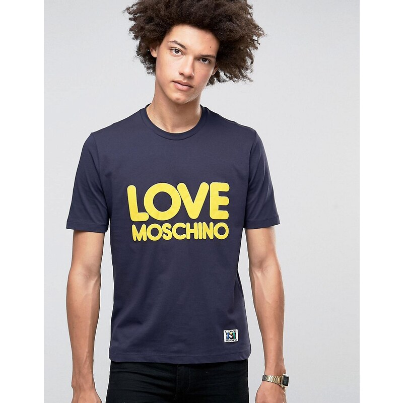 Love Moschino - Bubble - T-Shirt mit Logo - Schwarz