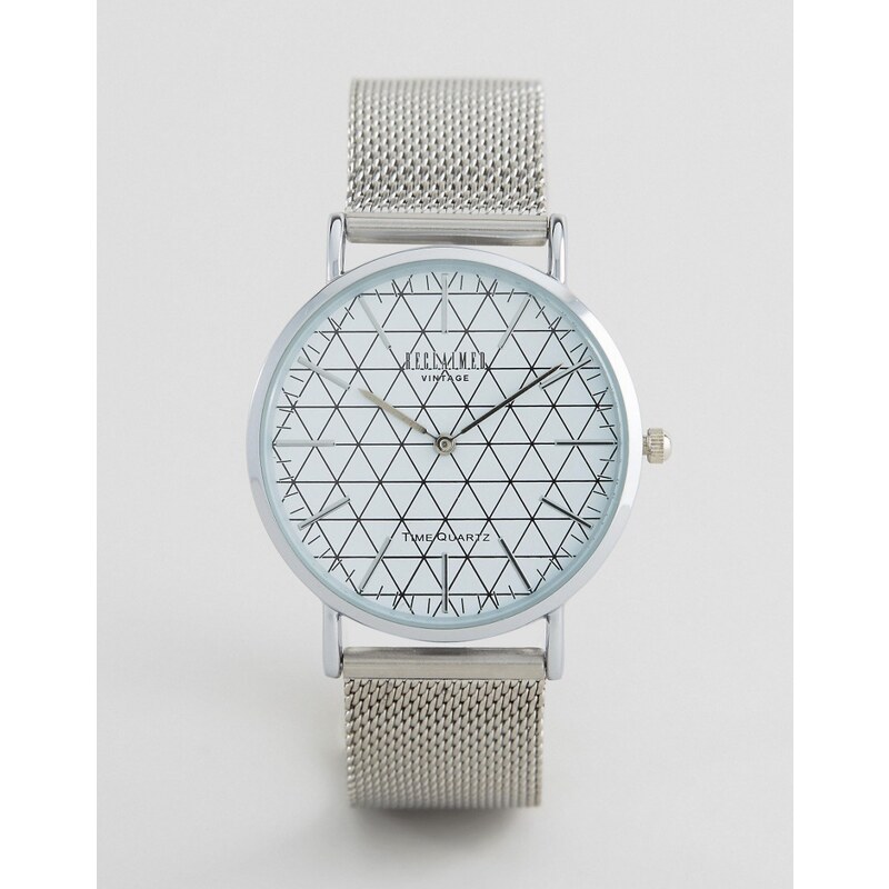 Reclaimed Vintage - Uhr mit silbernem Netzarmband - Silber
