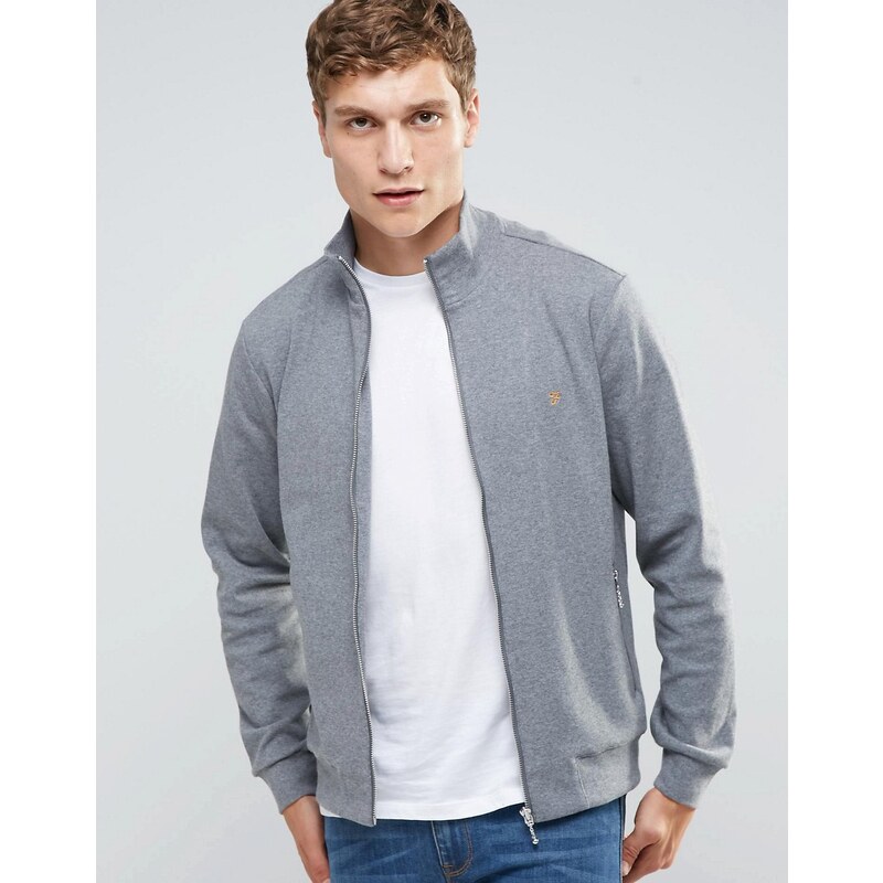 Farah - Graue Sweatshirt-Jacke mit Reißverschluss in regulärer Passform - Grau