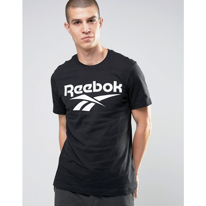 Reebok - Vector - Schwarzes T-Shirt mit großem Logo, AZ9526 - Schwarz