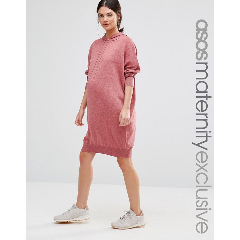 ASOS Maternity - LOUNGE - Strickkleid mit Kapuze - Rosa