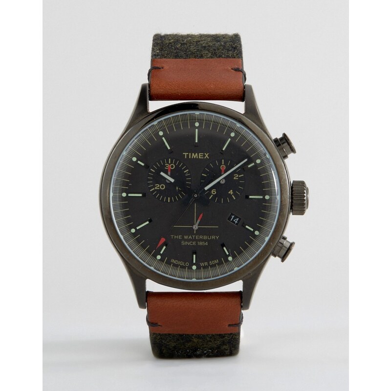 Timex - Waterbury - Chronograph mit Tweed-Armband - Grau
