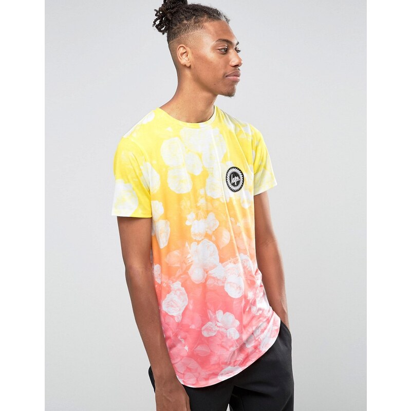 Hype - T-Shirt mit Blumenprint und Farbverlauf - Gelb
