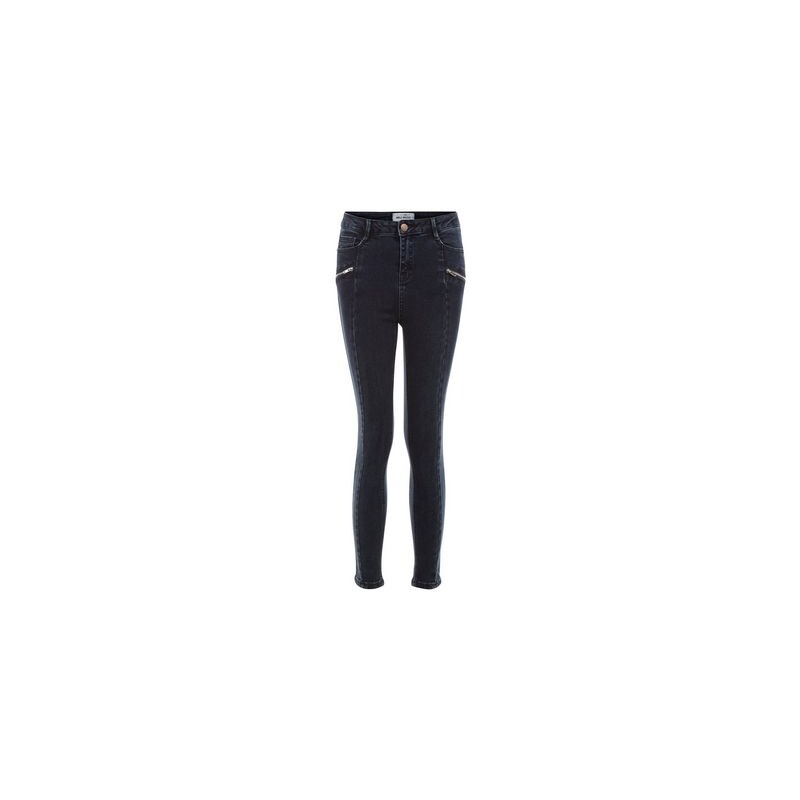New Look Teenager – Marineblaue Skinny Jeans mit seitlichen Nähten und Reißverschluss