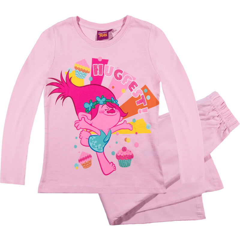 Trolls Pyjama pink in Größe 104 für Mädchen aus 100% Baumwolle