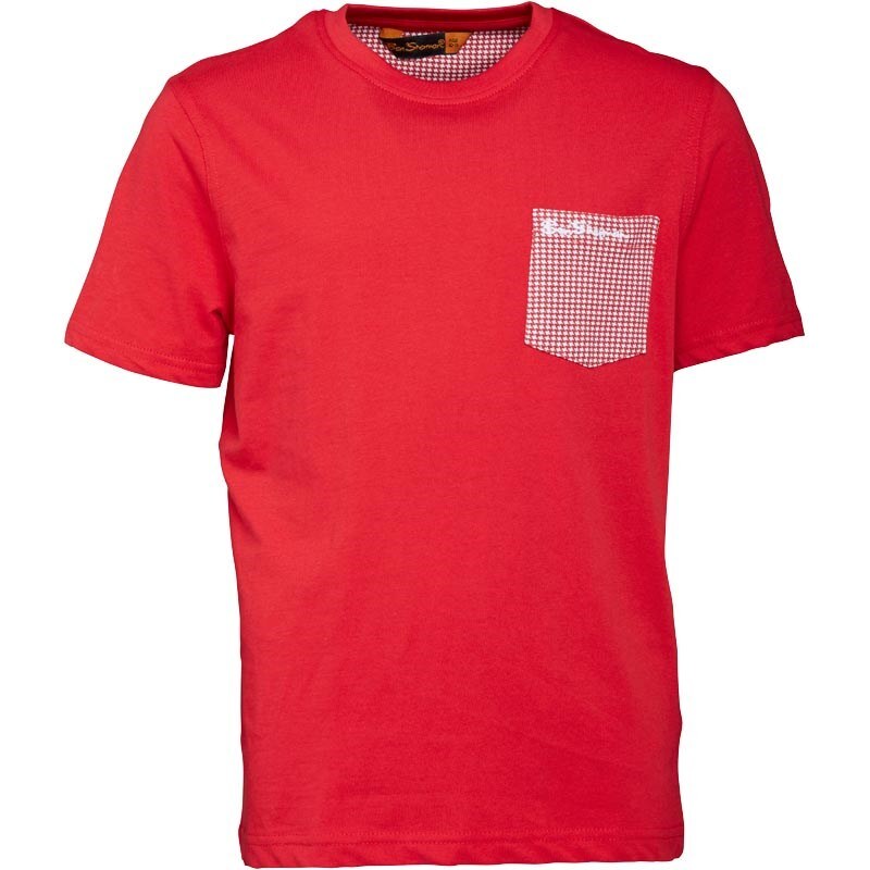 Ben Sherman Junior Dogtooth Pocket T-Shirt Rosso Red