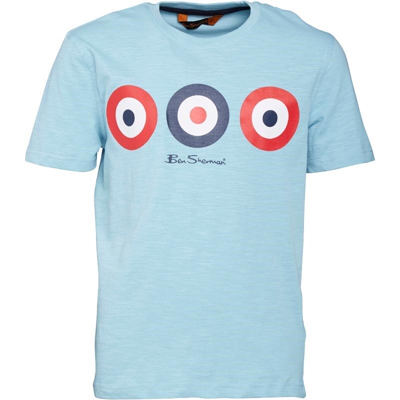 Ben Sherman Junior Target Printed T-Shirt Sky Blue Marl