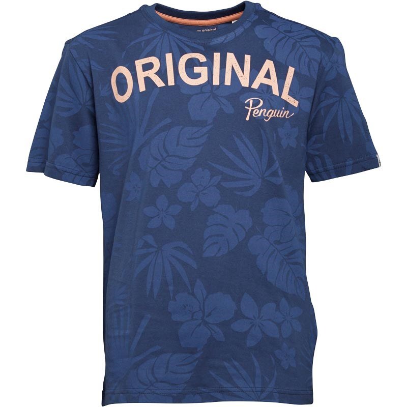 Original Penguin Junior Hibiscus Print T-Shirt Dark Denim