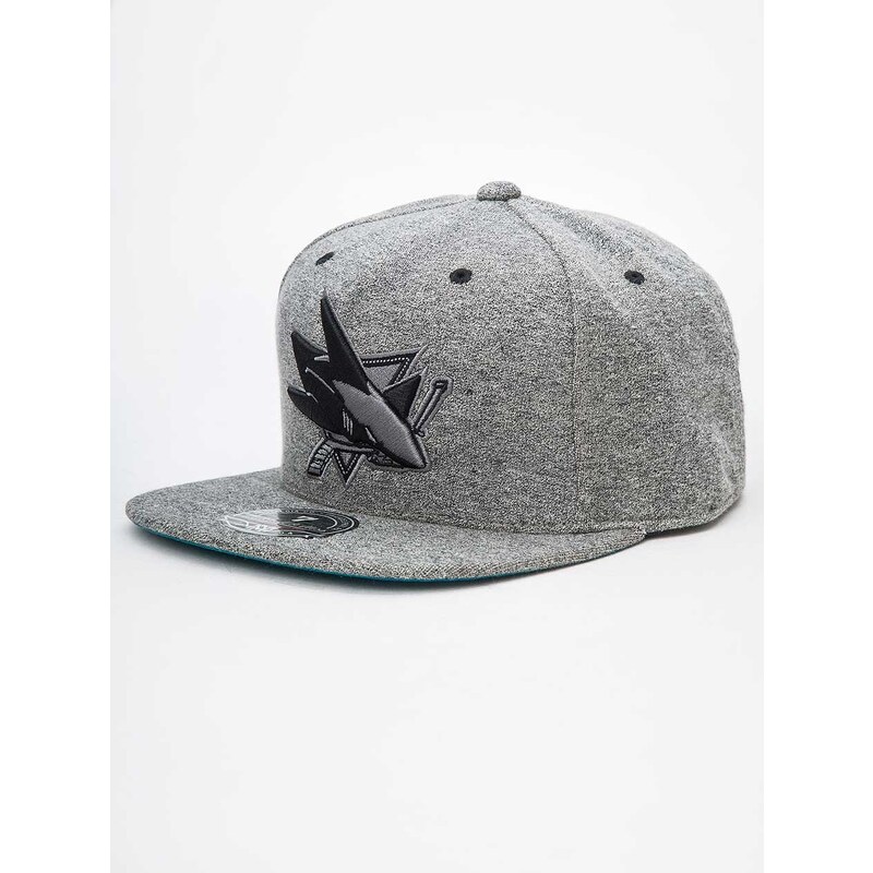 Mitchell & Ness San Jose Sharks NHL Broad Street High Crown Fitted Grey Heather