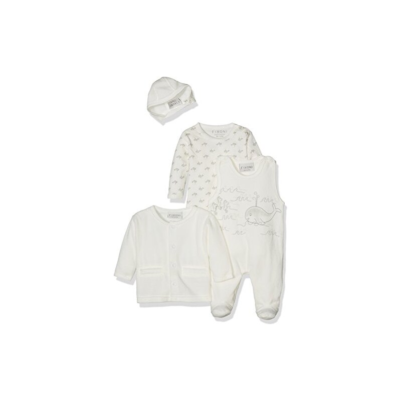FIXONI Unisex Baby Taufanzug Strampler Body Jacke und Mütze neutral