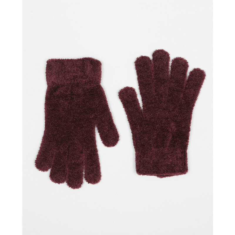 Flauschige Handschuhe Granatrot, Größe 00 -Pimkie- Mode für Damen