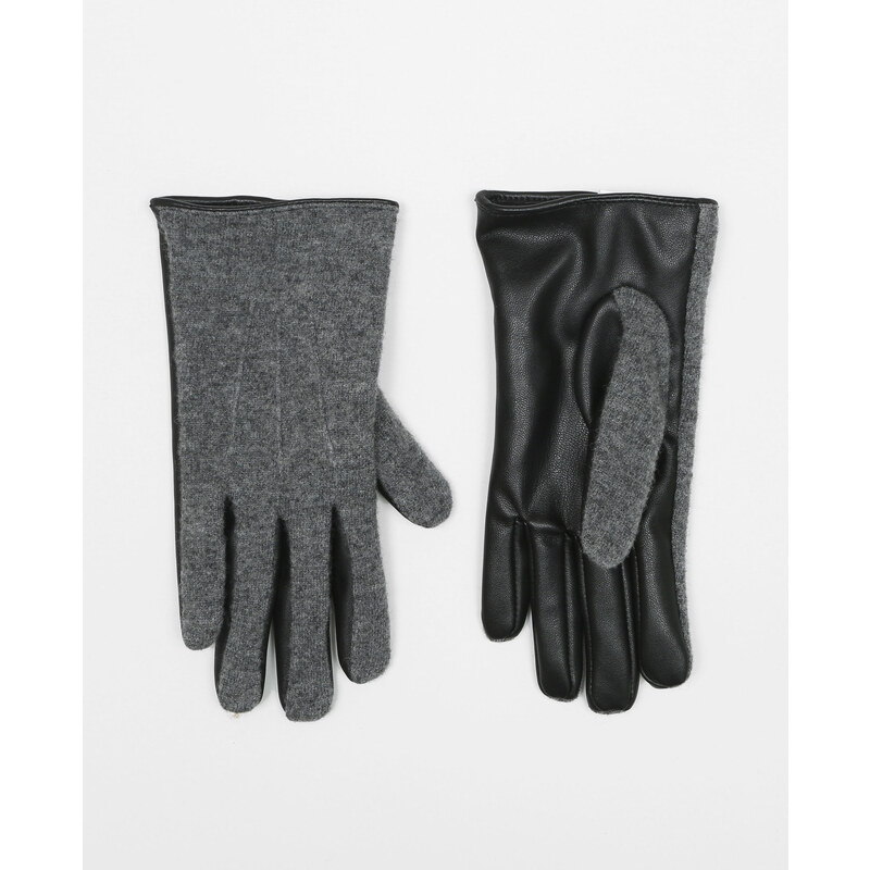 Handschuhe aus zweierlei Material Schwarz, Größe M -Pimkie- Mode für Damen