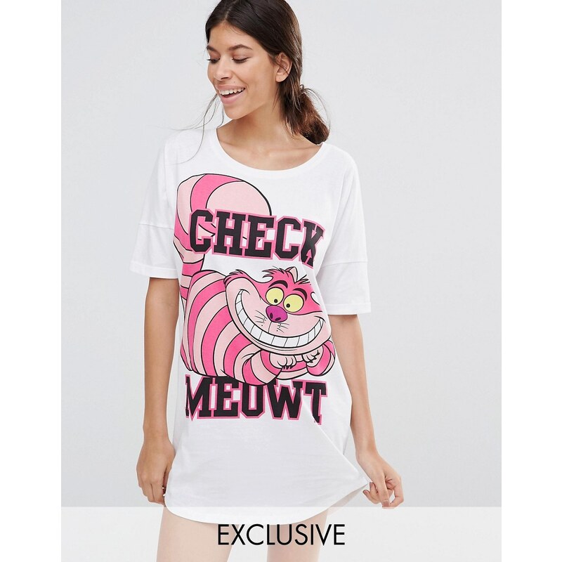 Missimo - Disney Chesire Cat - Nachthemd mit Check Meowt-Print - Rosa