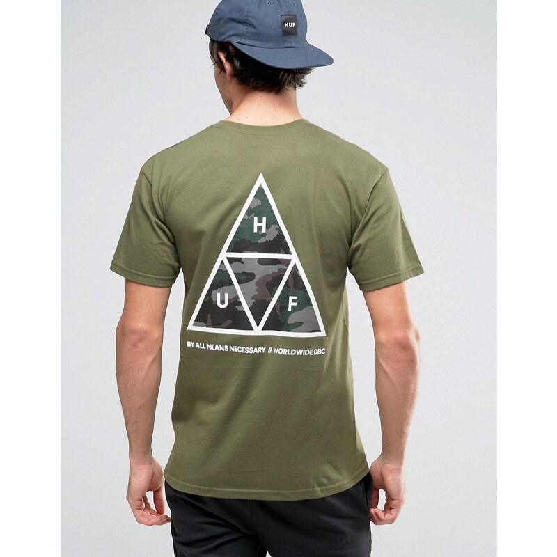 HUF - T-Shirt mit Triple-Triangle-Print hinten - Grün