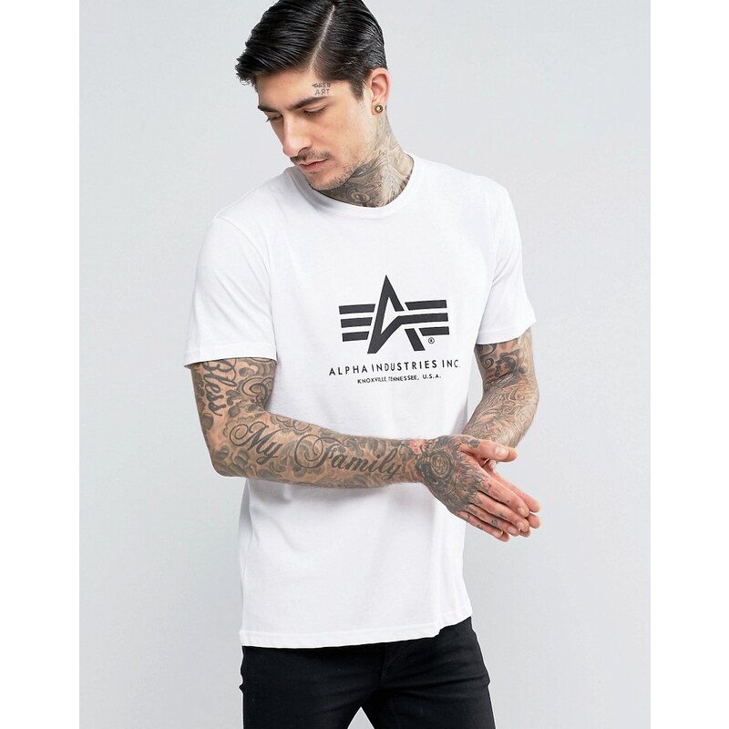 Alpha Industries - T-Shirt in regulärer Passform mit Logo in Weiß - Weiß