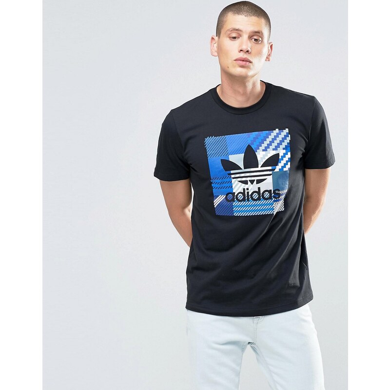 adidas Originals - Impo - AZ1028 - Kariertes T-Shirt in Schwarz - Schwarz