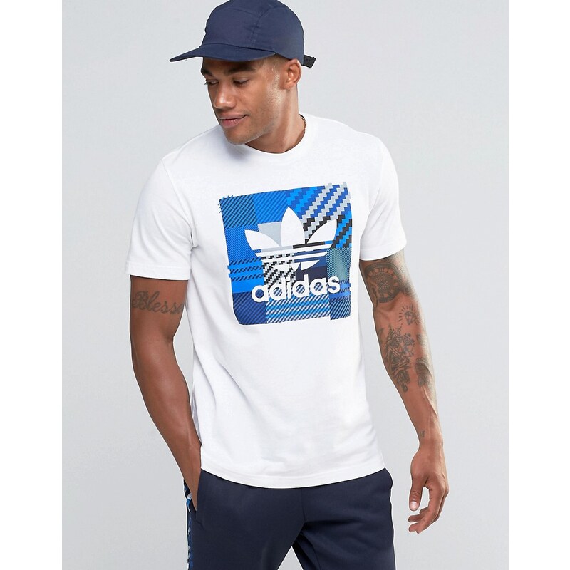 adidas Originals - Impo - AZ1029 - Kariertes T-Shirt in Weiß - Weiß