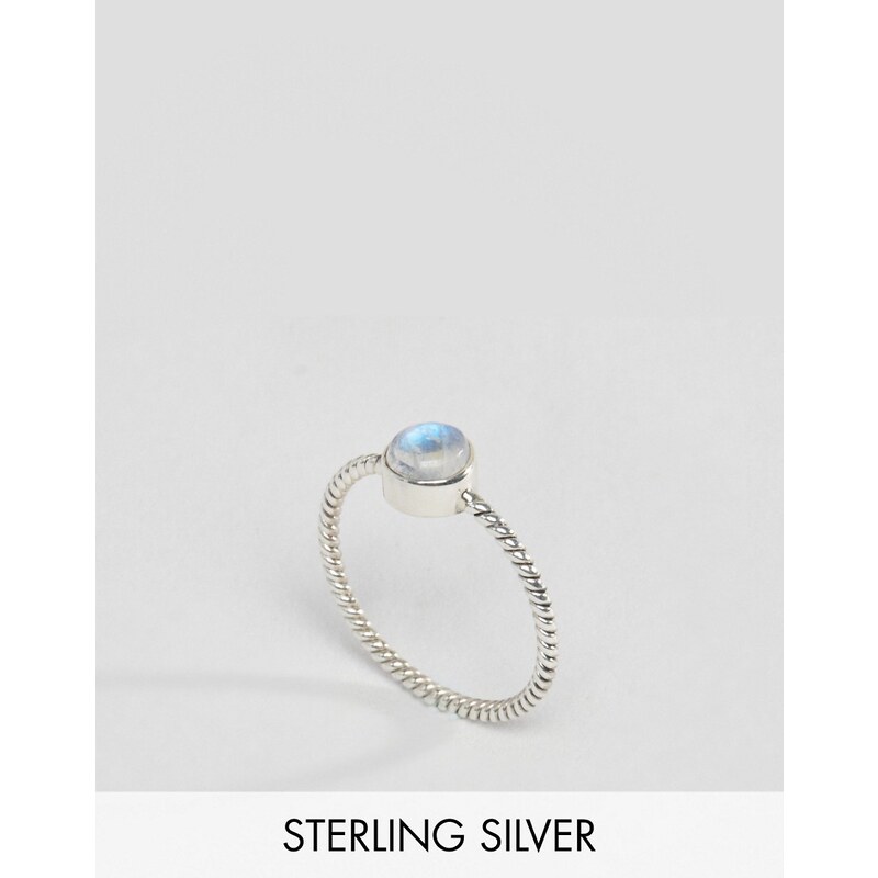 Reclaimed Vintage - Ring aus Sterlingsilber mit Regenbogen-Mondstein - Silber