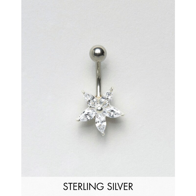 Kingsley Ryan - Bauchnabelschmuck aus Sterlingsilber mit Blumendesign - Silber