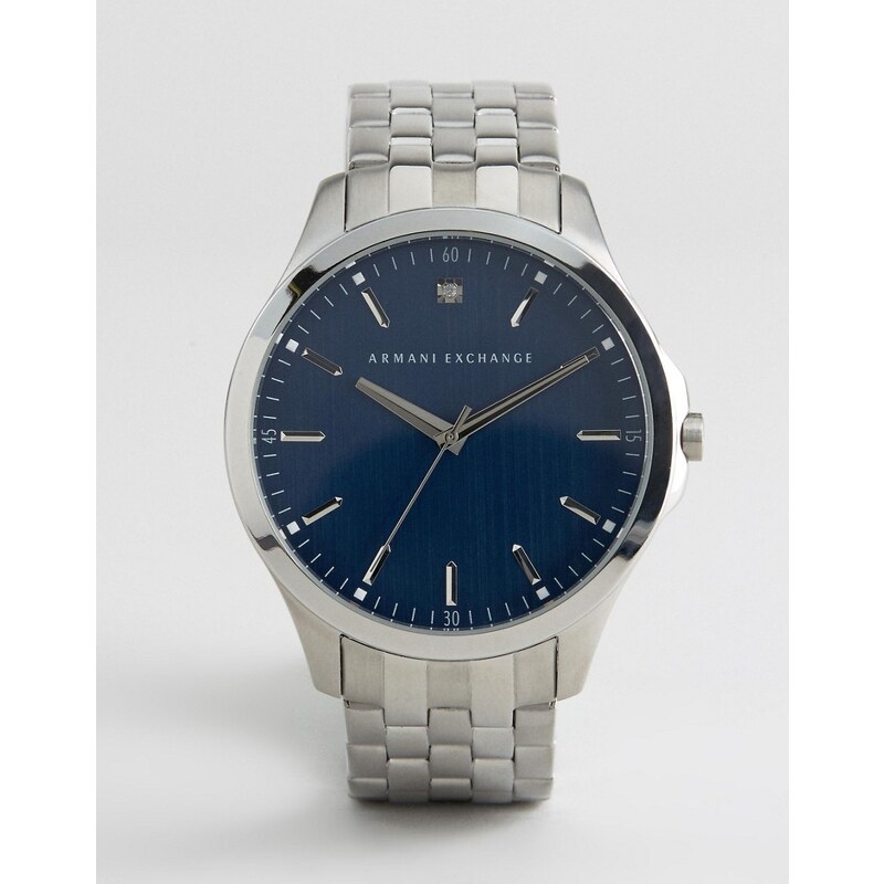 Armani Exchange - AX2166 - Silberfarbene Armbanduhr mit blauem Zifferblatt - Silber