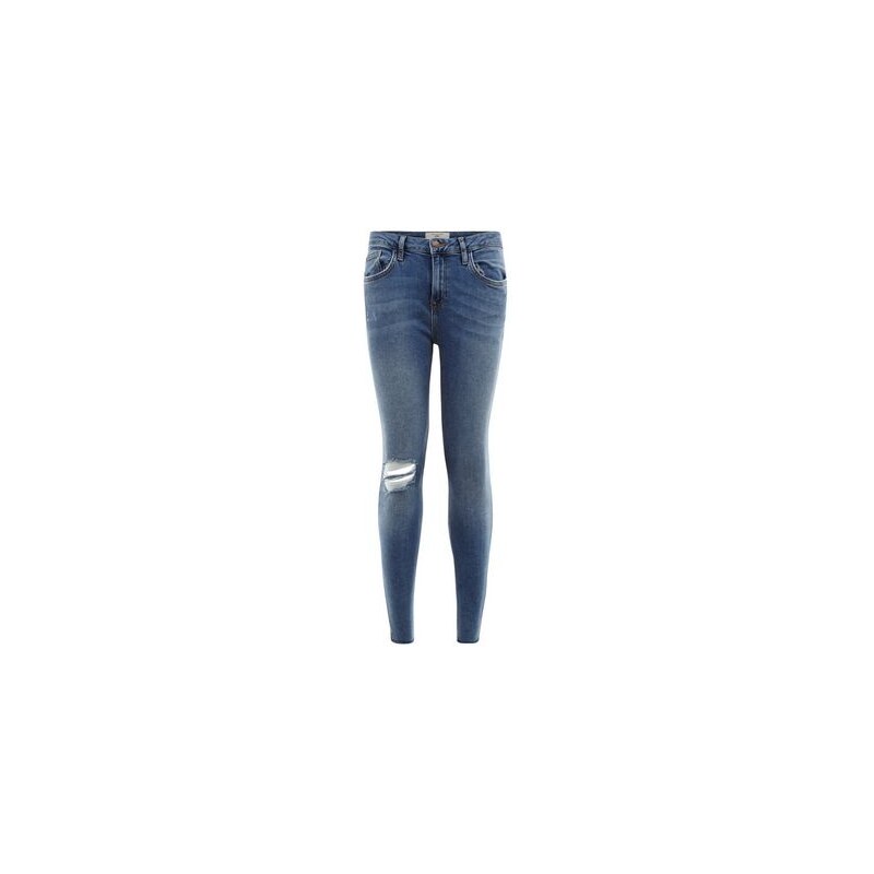 New Look Petite – Blaue Skinny Jeans mit zerrissenen Knien
