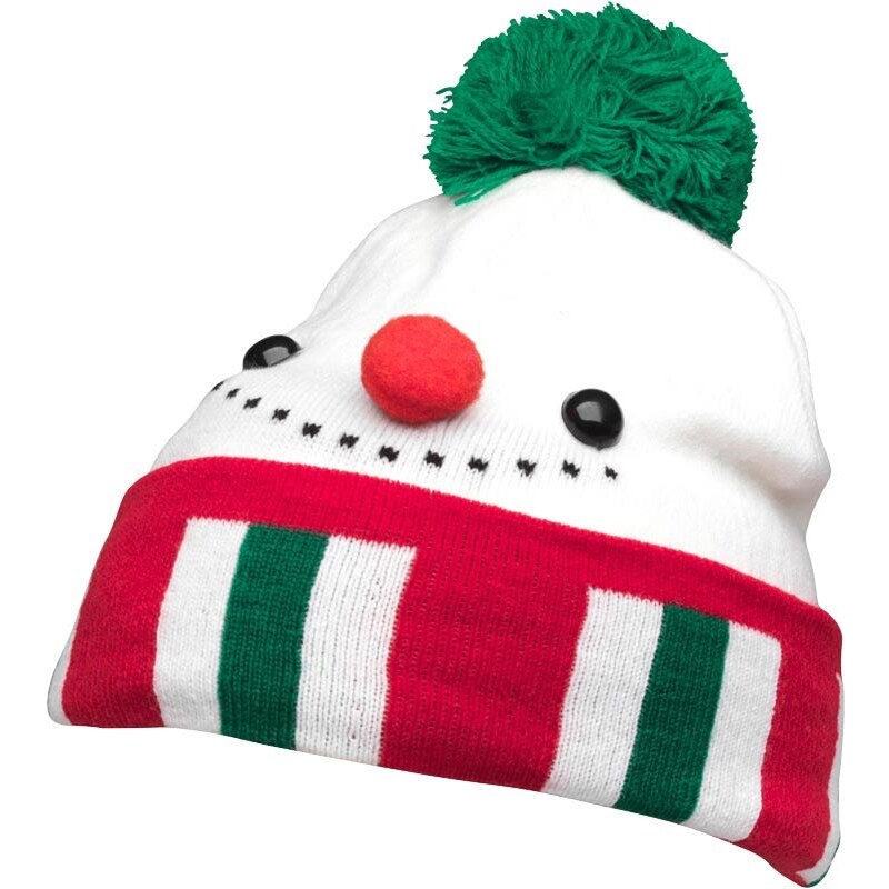 7X Snowman Bobble Hat White