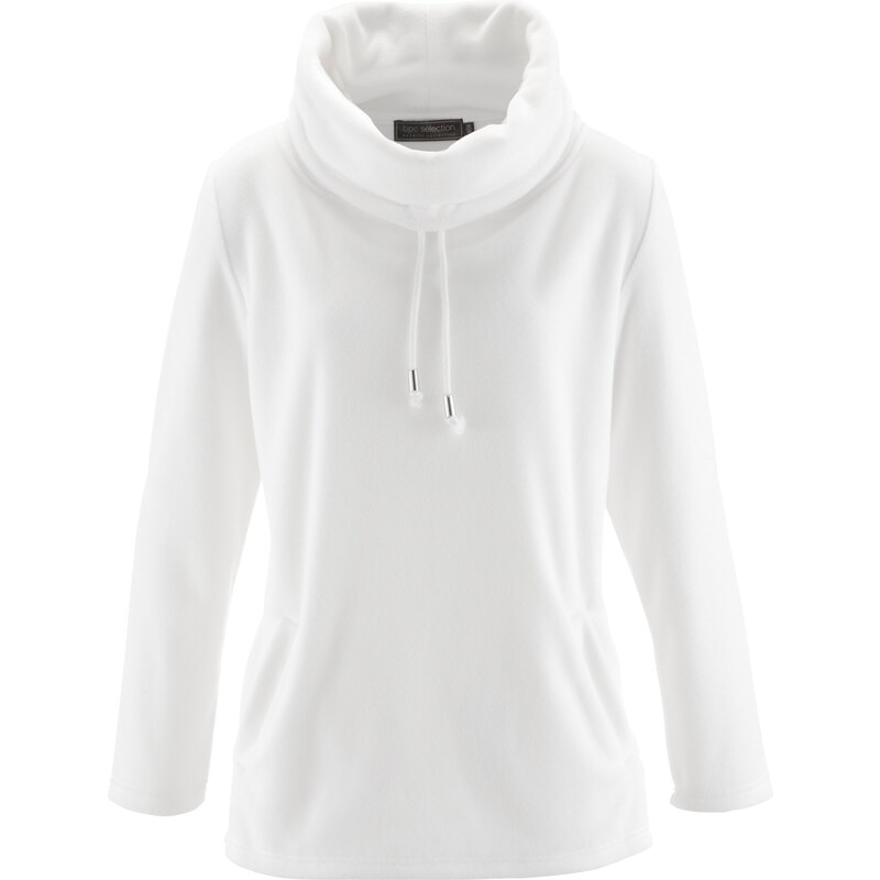 bpc selection Fleece-Pullover langarm in weiß für Damen von bonprix