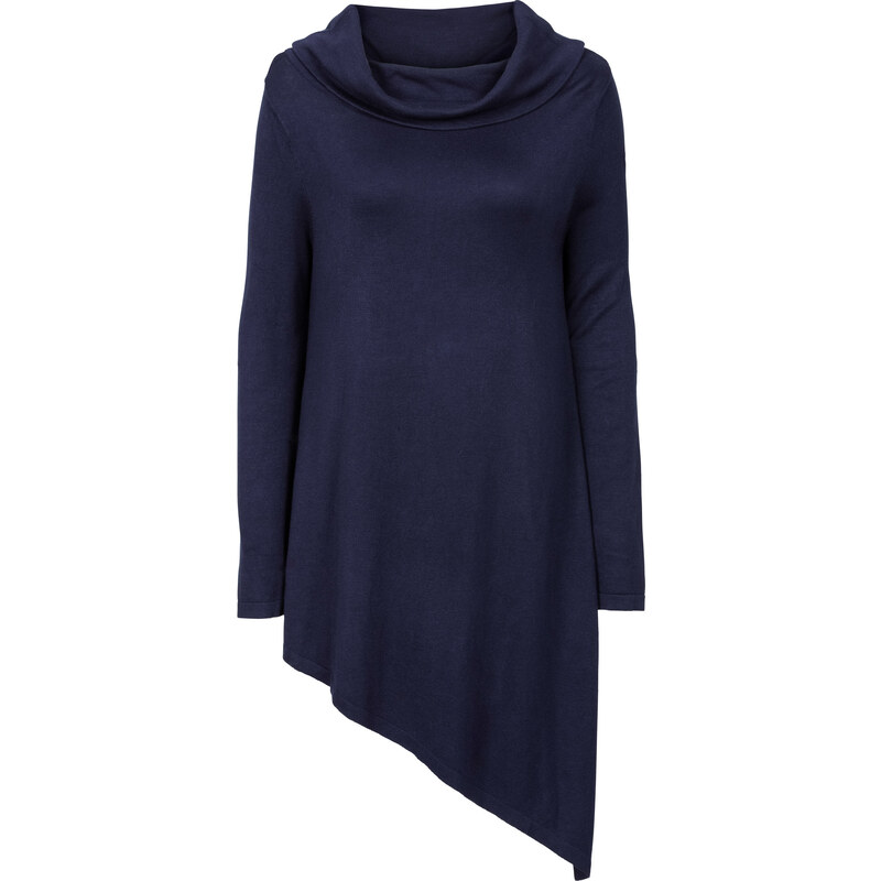 BODYFLIRT Zipfel-Pullover langarm in blau für Damen von bonprix