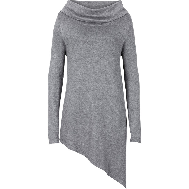 BODYFLIRT Zipfel-Pullover in grau für Damen von bonprix