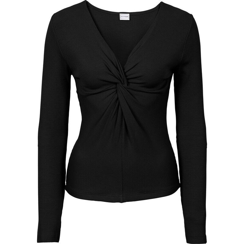 BODYFLIRT Shirt mit Knoten in schwarz für Damen von bonprix