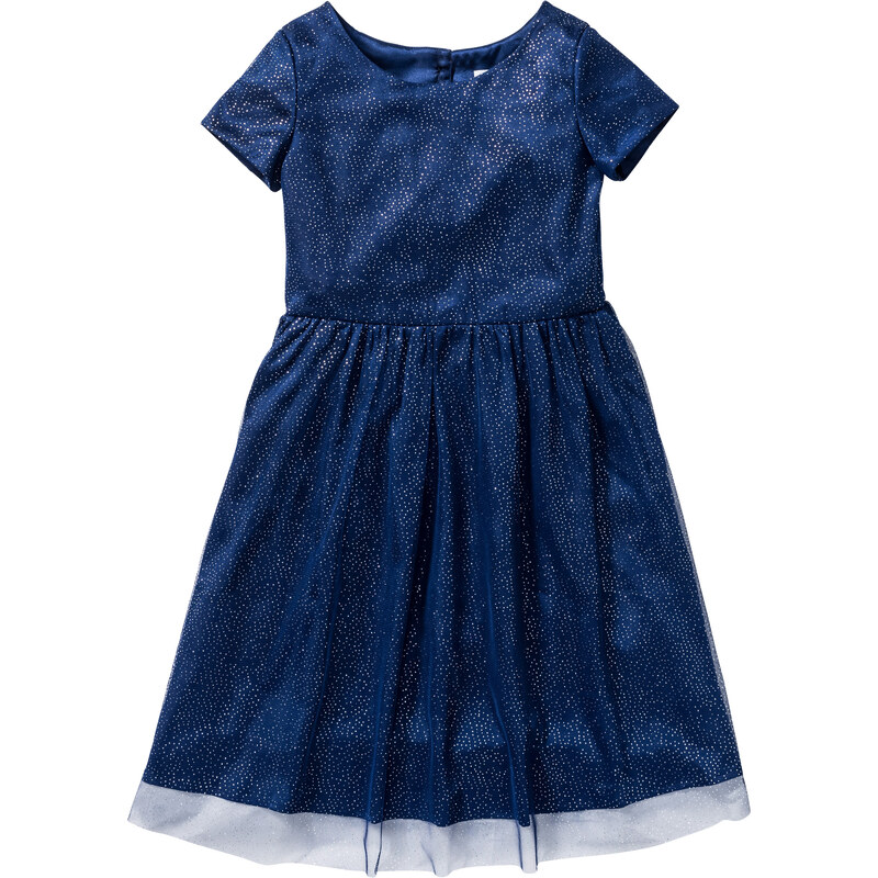 bpc bonprix collection Kleid mit Glitzertüll kurzer Arm in blau von bonprix