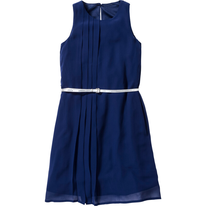 bpc bonprix collection Chiffon-Kleid mit Gürtel ohne Ärmel in blau von bonprix