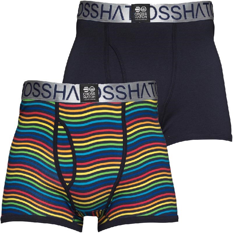 Crosshatch Mens Spectromic Two Pack Boxers Navy/Rainbow