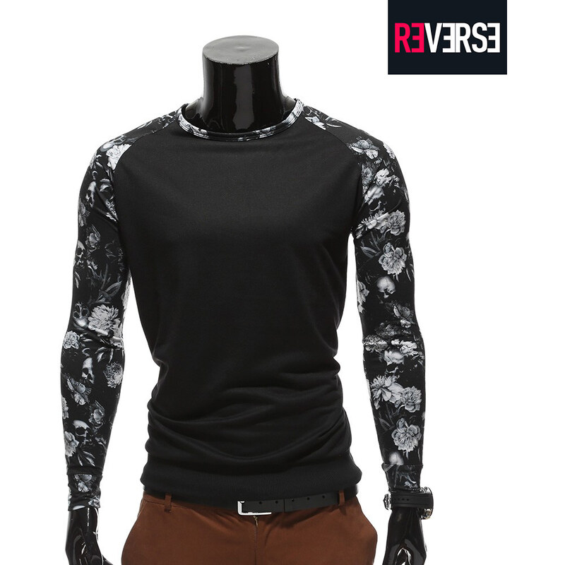 Re-Verse Sweatshirt mit Totenkopf- & Blütenprint - XL