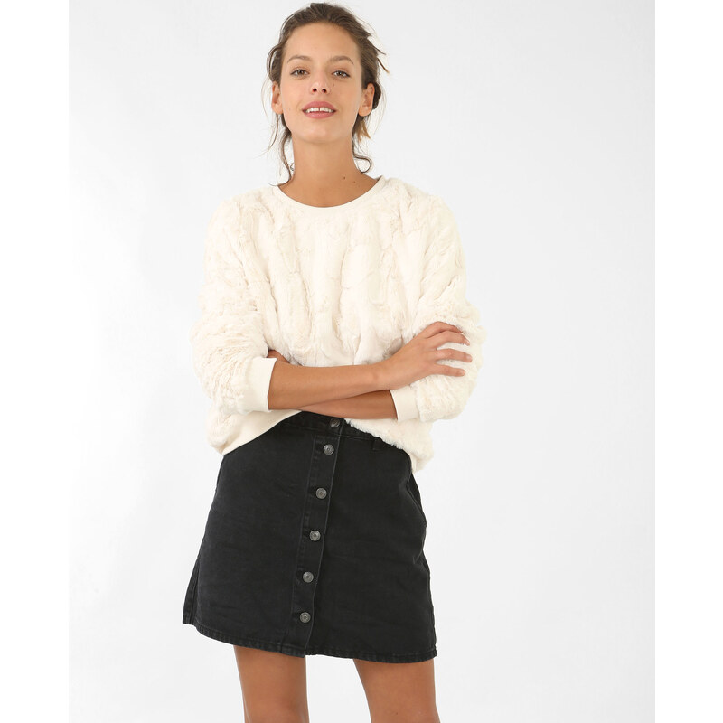 Sweatshirt aus Webpelz Altweiß, Größe M -Pimkie- Mode für Damen