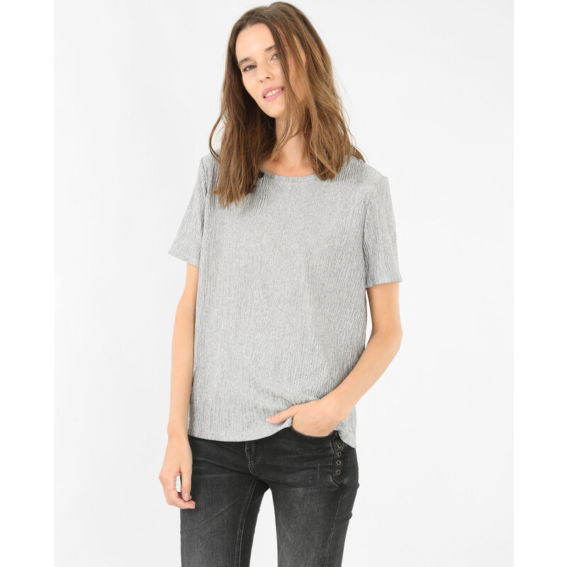 T-Shirt in Metallic-grau Silberig, Größe M -Pimkie- Mode für Damen