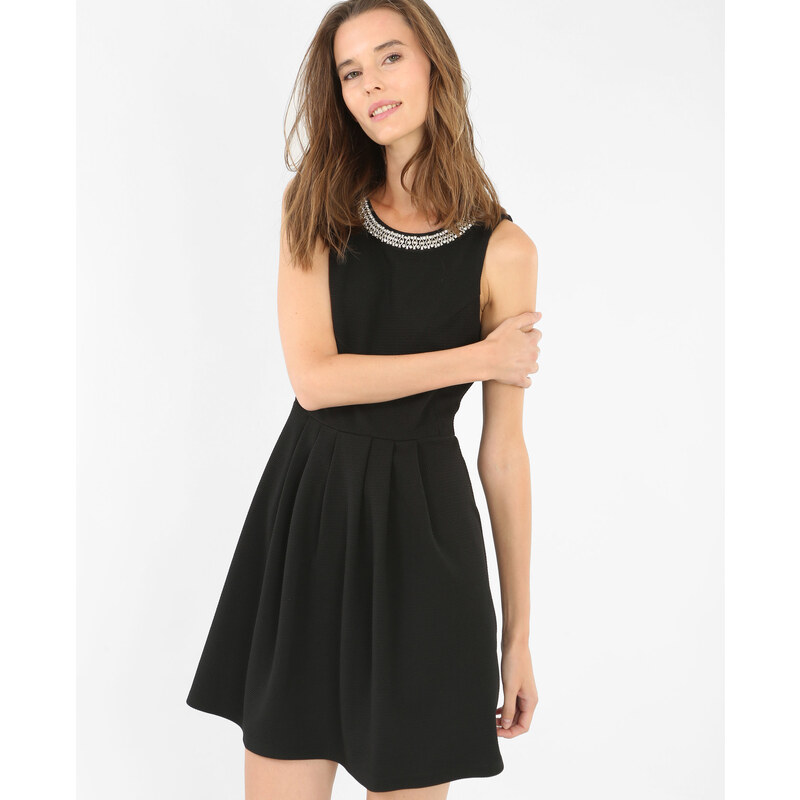 Skater-Kleid mit Schmuck-Kragen Schwarz, Größe S -Pimkie- Mode für Damen