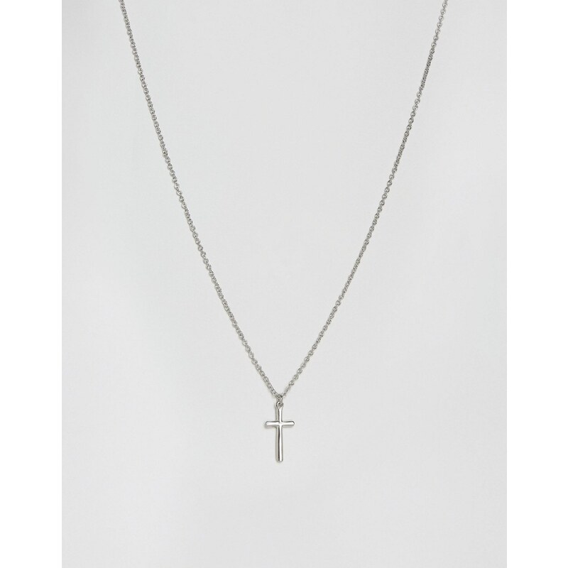 Icon Brand - Halskette mit Kreuzanhänger in Antiksilber - Silber