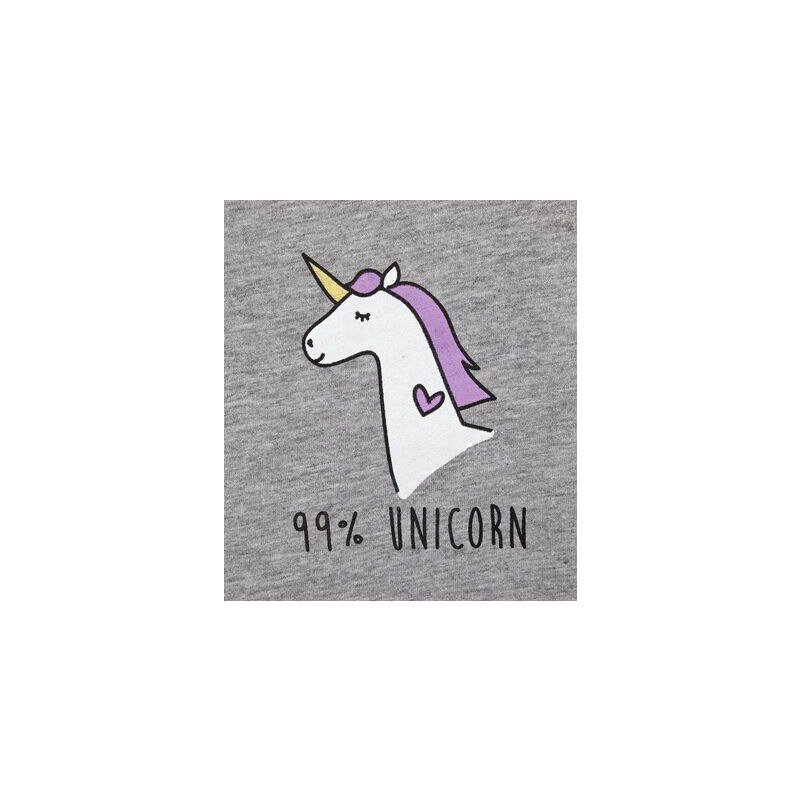 New Look Teenager – Graues, kurzes T-Shirt mit „99% Unicorn“-Aufschrift
