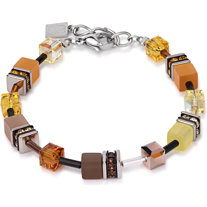 Coeur de Lion Damen-Armband Geo Cube Gelb-Braun 2838/30-111