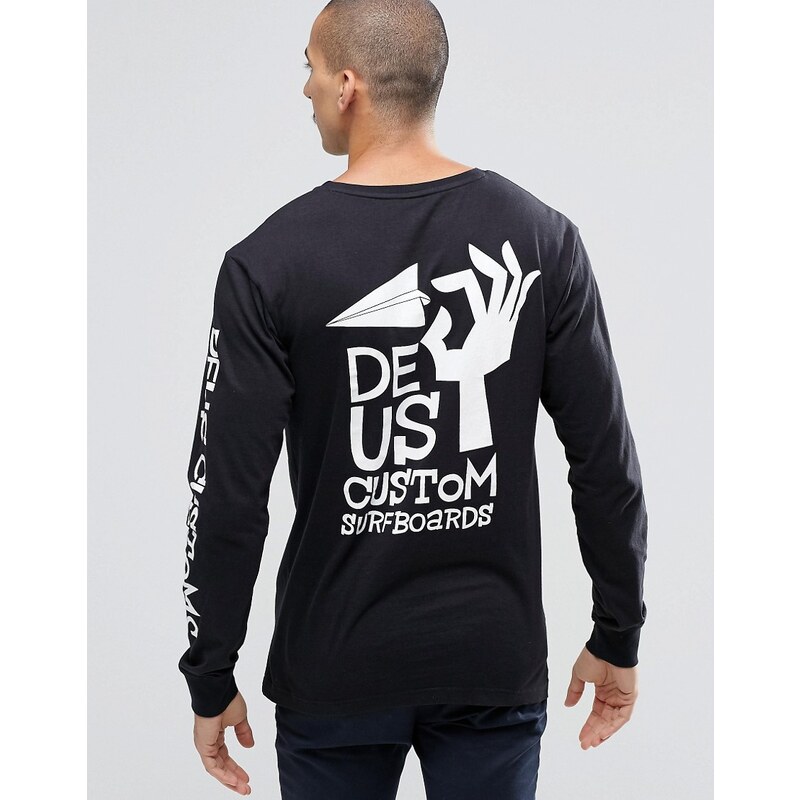 Deus Ex Machina - Langärmliges Shirt mit Surf-Print hinten - Schwarz