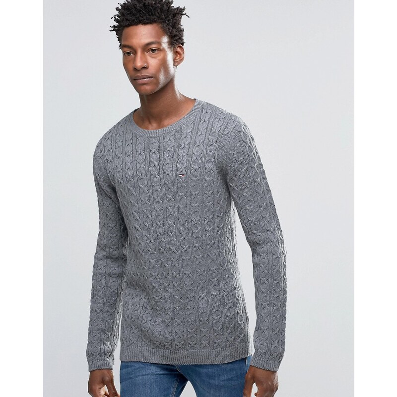 Hilfiger Denim - Pullover mit Zopfmuster, grau - Grau