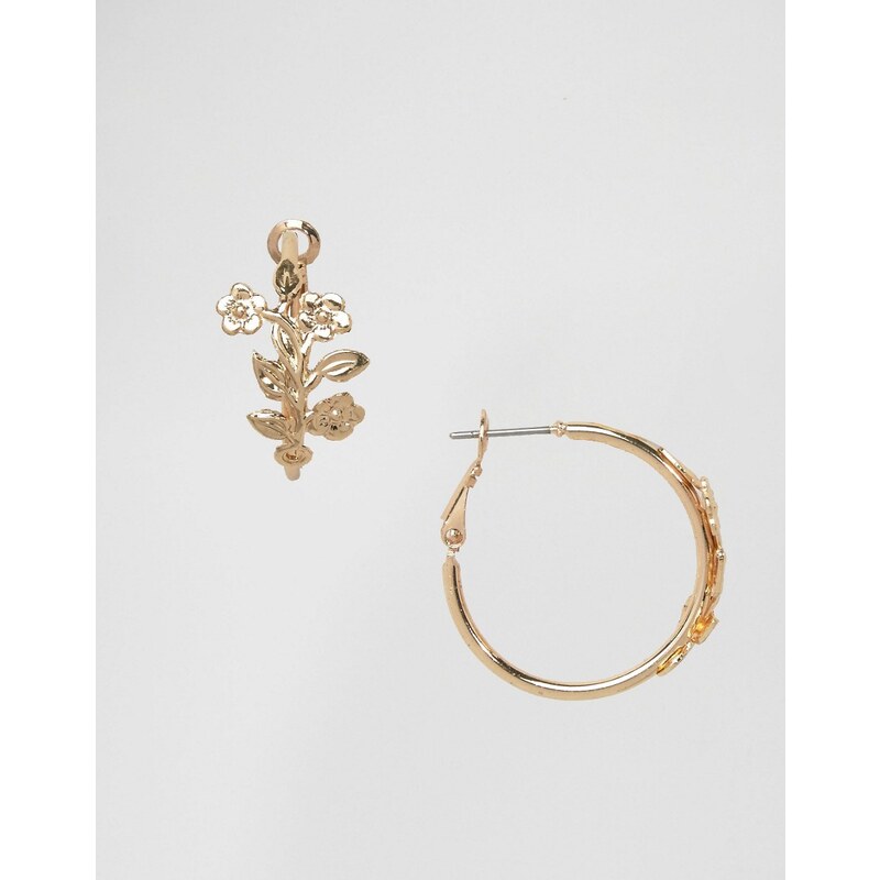 ASOS - Runde Ohrringe mit hübschem Blumendesign - Gold