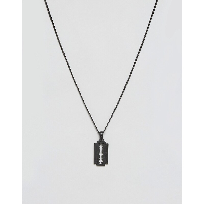 Chained & Able - Schwarze Halskette mit Klingen-Anhänger - Schwarz