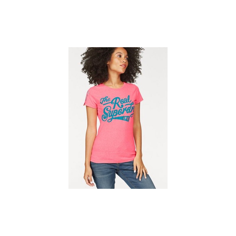 SUPERDRY Damen Superdry T-Shirt The Real Brand Tee rot L/42,M/40,S/38