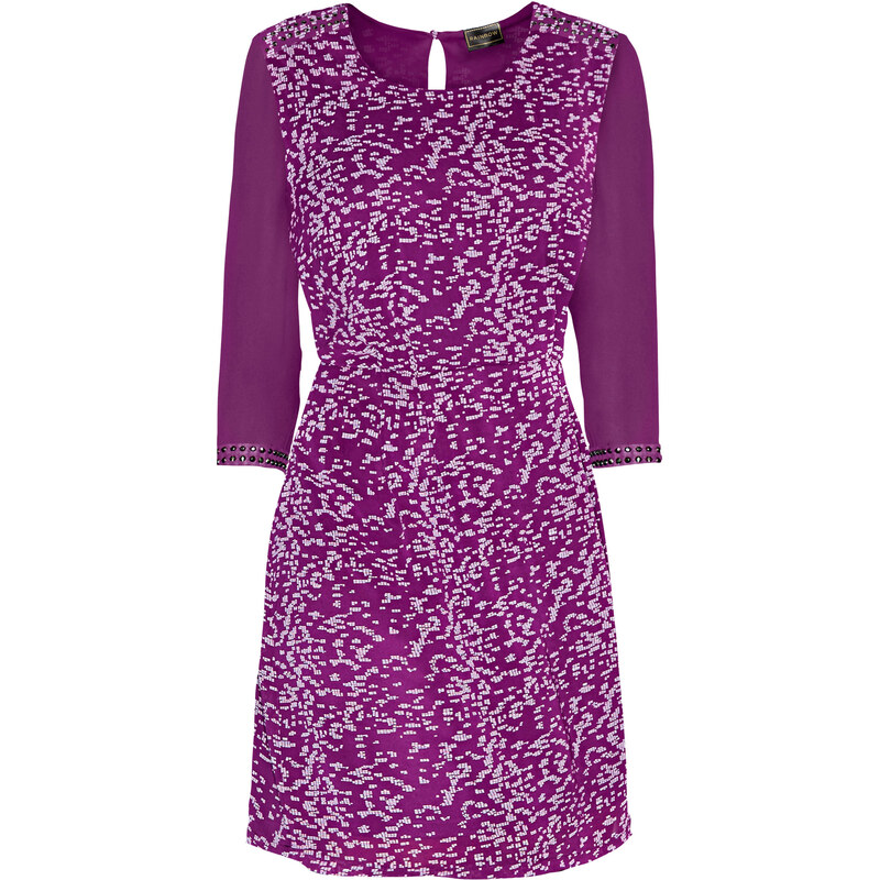 RAINBOW Kleid mit abgesetzten Ärmeln 3/4 Arm in lila von bonprix