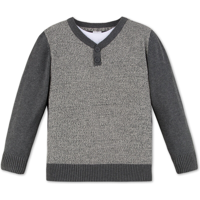 C&A Troyer-Pullover im 2-in-1-Look in Grau