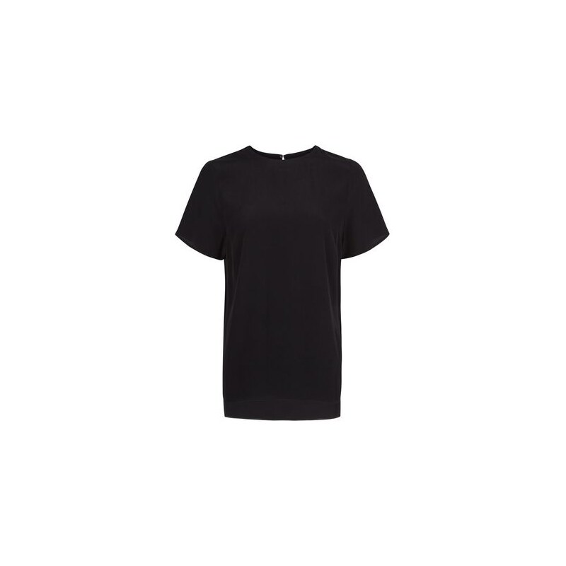 New Look Schwarzes, gerade geschnittenes T-Shirt mit abfallendem Saum